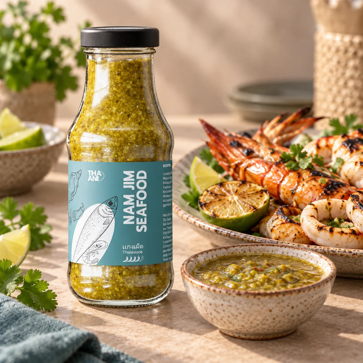 Nam Jim Seafood — Seafood Dipsauce mit serviertem Gericht