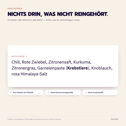 Gaeng Som Dai – Zutatenliste: alle Zutaten deklariert, ohne Zusatz- und Konservierungsstoffe