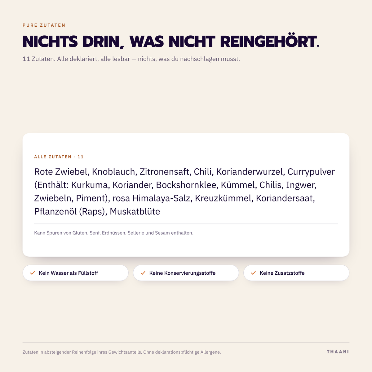 Khao Soi – Zutatenliste: alle Zutaten deklariert, ohne Zusatz- und Konservierungsstoffe