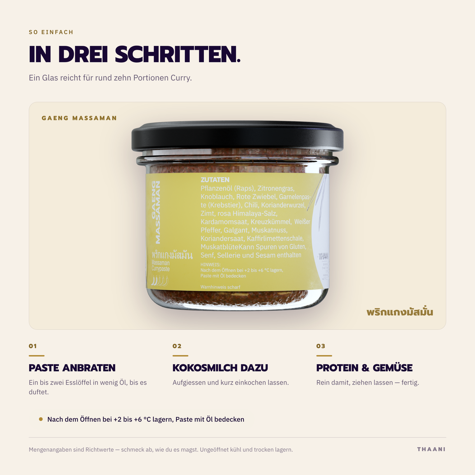 Gaeng Massaman – Zubereitung in drei Schritten