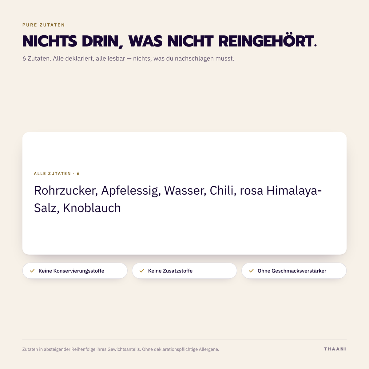 Nam Jim Gai – Zutatenliste: alle Zutaten deklariert, ohne Zusatz- und Konservierungsstoffe