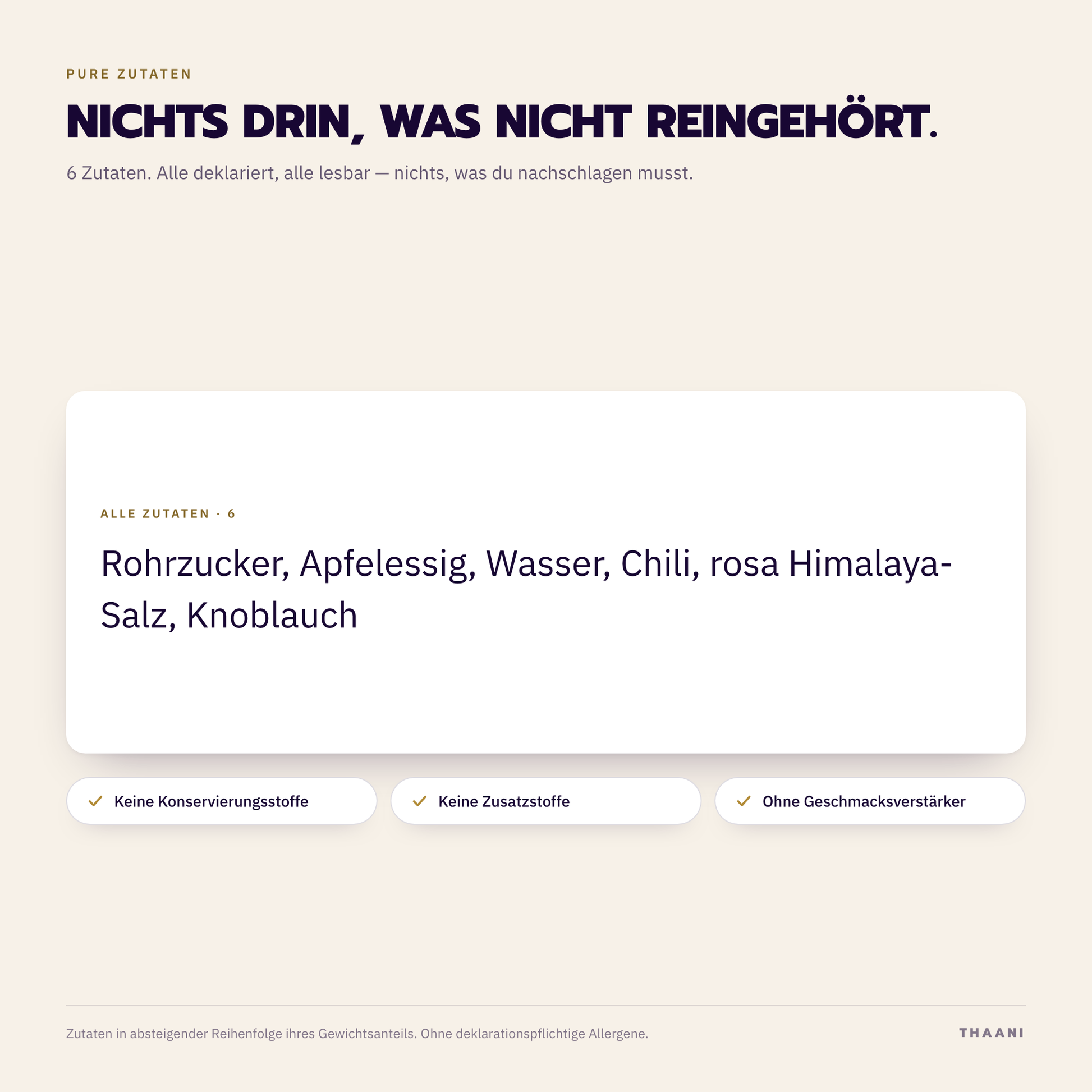 Nam Jim Gai – Zutatenliste: alle Zutaten deklariert, ohne Zusatz- und Konservierungsstoffe