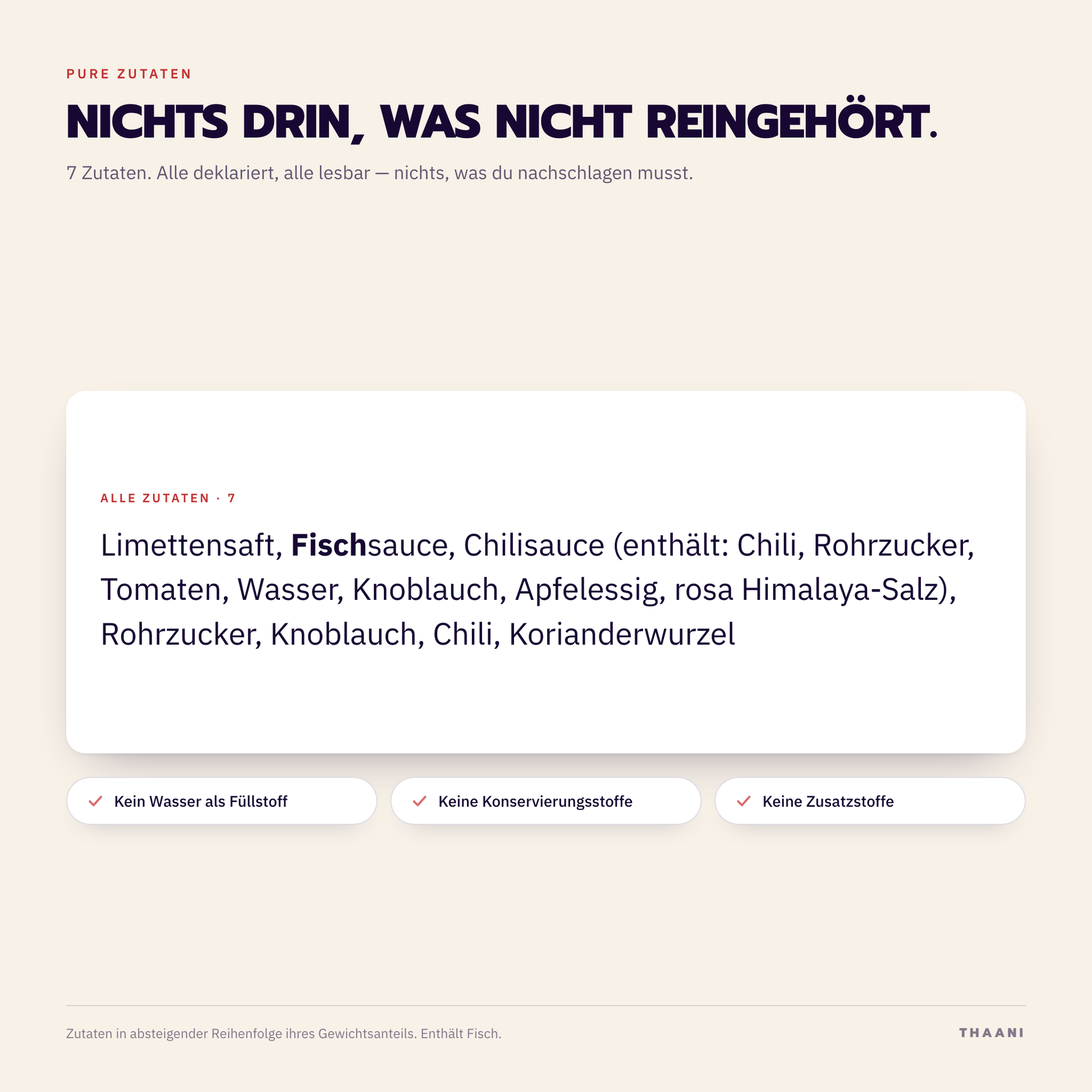 Nam Yam – Zutatenliste: alle Zutaten deklariert, ohne Zusatz- und Konservierungsstoffe