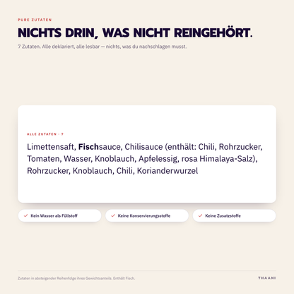 Nam Yam – Zutatenliste: alle Zutaten deklariert, ohne Zusatz- und Konservierungsstoffe