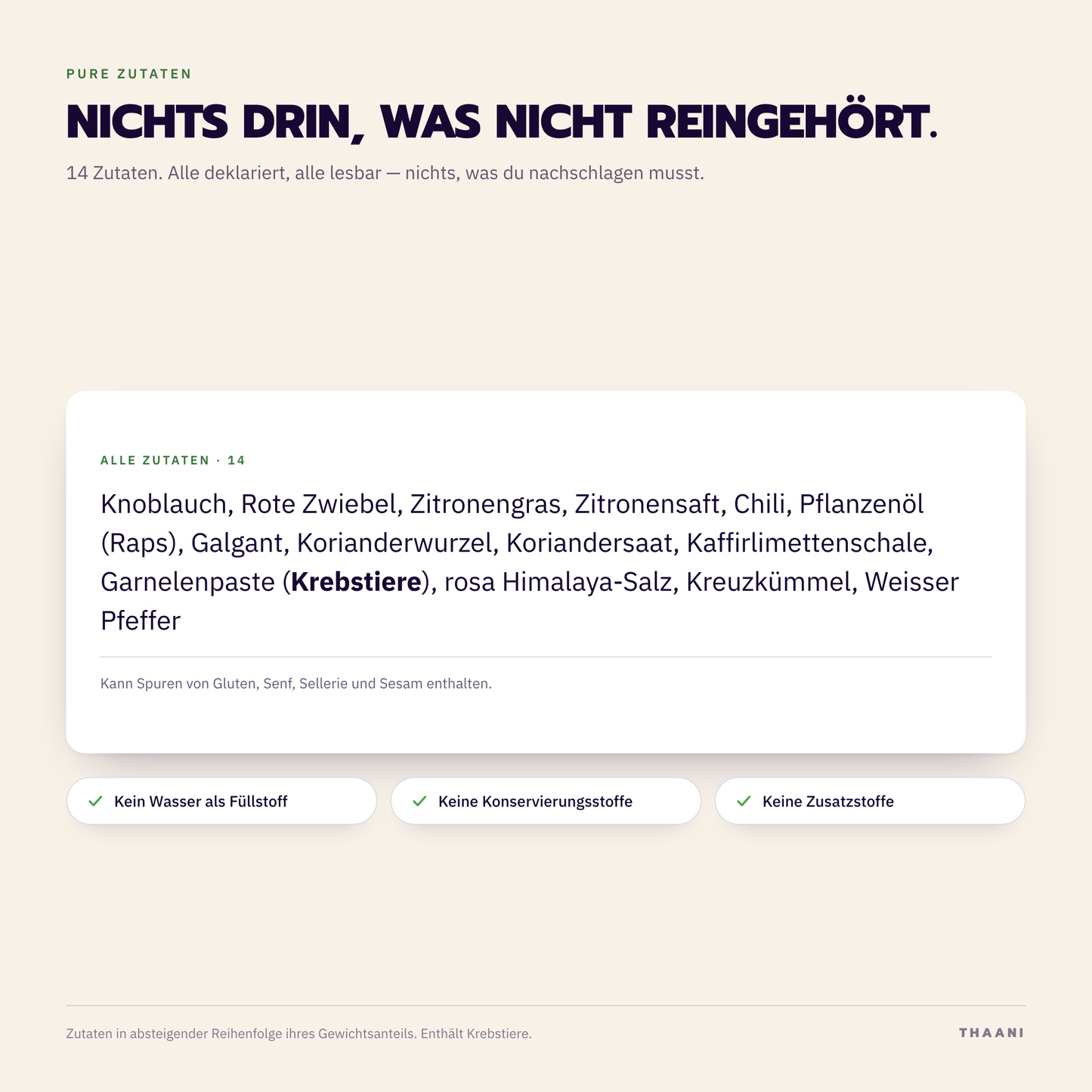 Phanaeng – Zutatenliste: alle Zutaten deklariert, ohne Zusatz- und Konservierungsstoffe