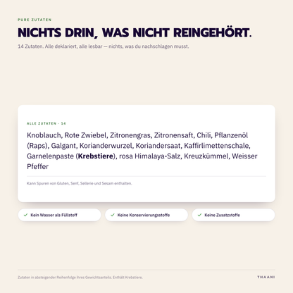 Phanaeng – Zutatenliste: alle Zutaten deklariert, ohne Zusatz- und Konservierungsstoffe