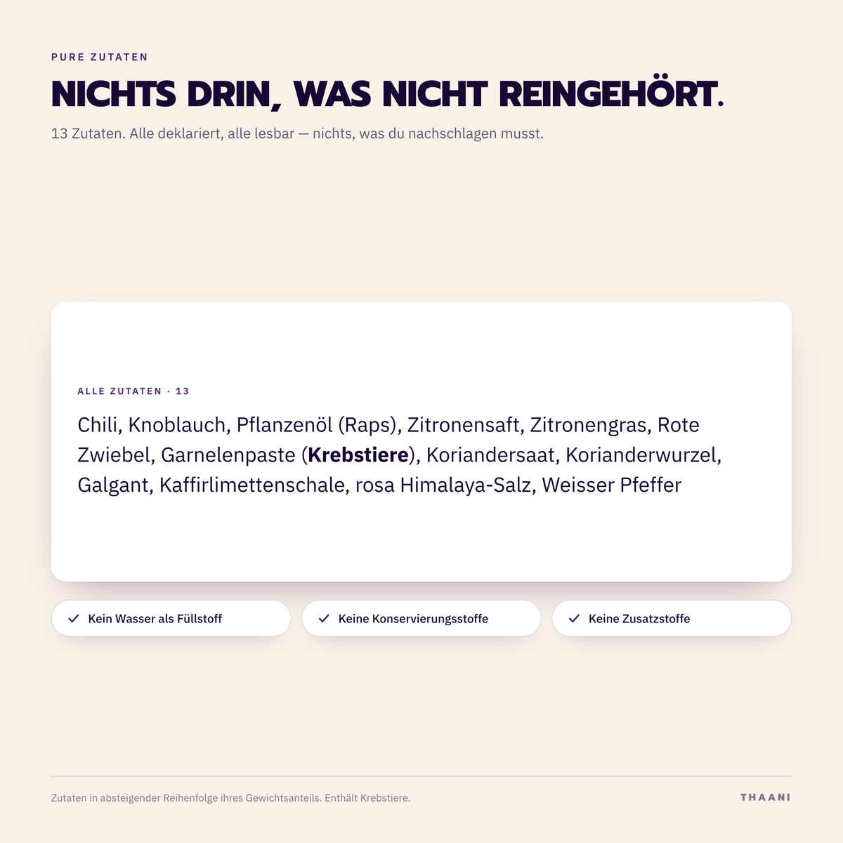 Gaeng Phet – Zutatenliste: alle Zutaten deklariert, ohne Zusatz- und Konservierungsstoffe