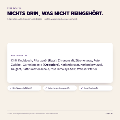 Gaeng Phet – Zutatenliste: alle Zutaten deklariert, ohne Zusatz- und Konservierungsstoffe