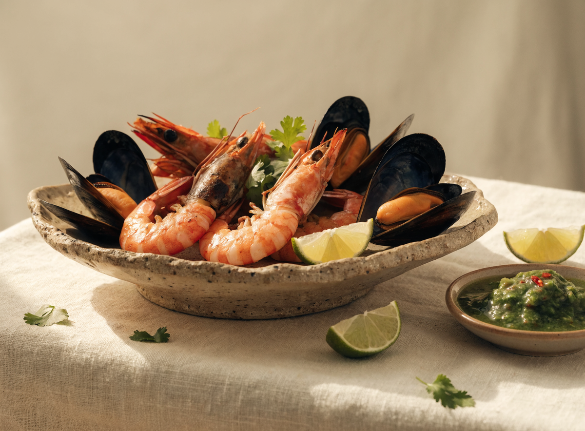 Gegrillte Crevetten und Muscheln mit Nam Jim Seafood Dip