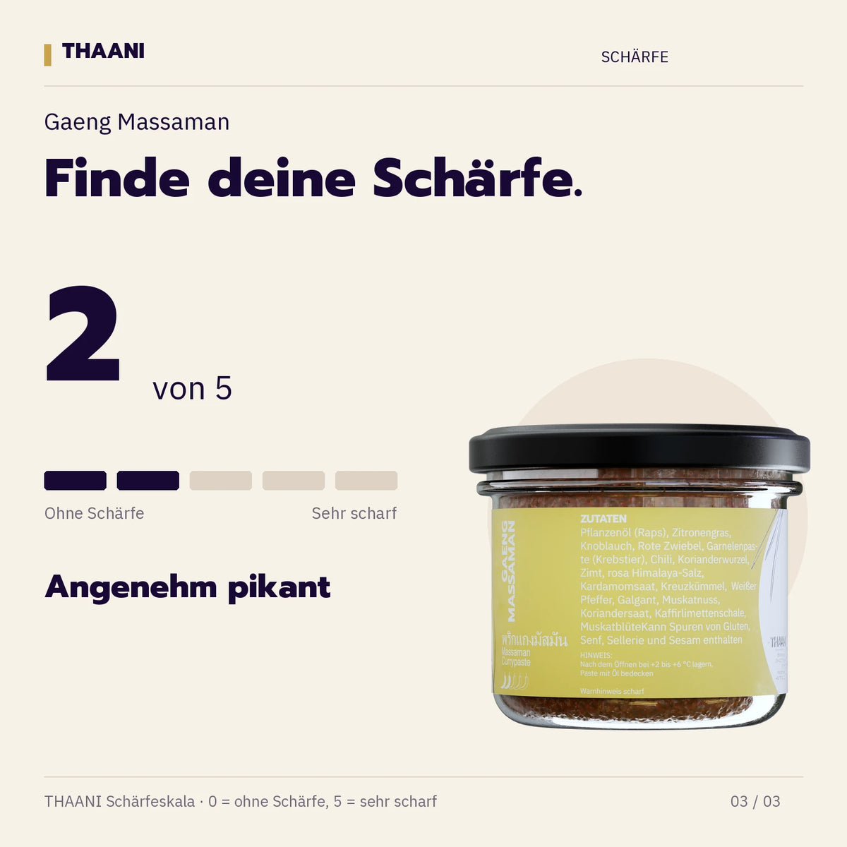 Gaeng Massaman – Schärfegrad 2 von 5 (thaani-infografik-massaman-currypaste-schaerfe-v3)