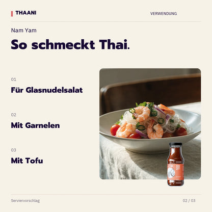 Nam Yam – Für Glasnudelsalat, Mit Garnelen, Mit Tofu (thaani-infografik-nam-yam-anwendung-v3)