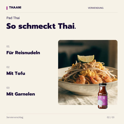 Pad Thai – Für Reisnudeln, Mit Tofu, Mit Garnelen (thaani-infografik-pad-thai-anwendung-v3)