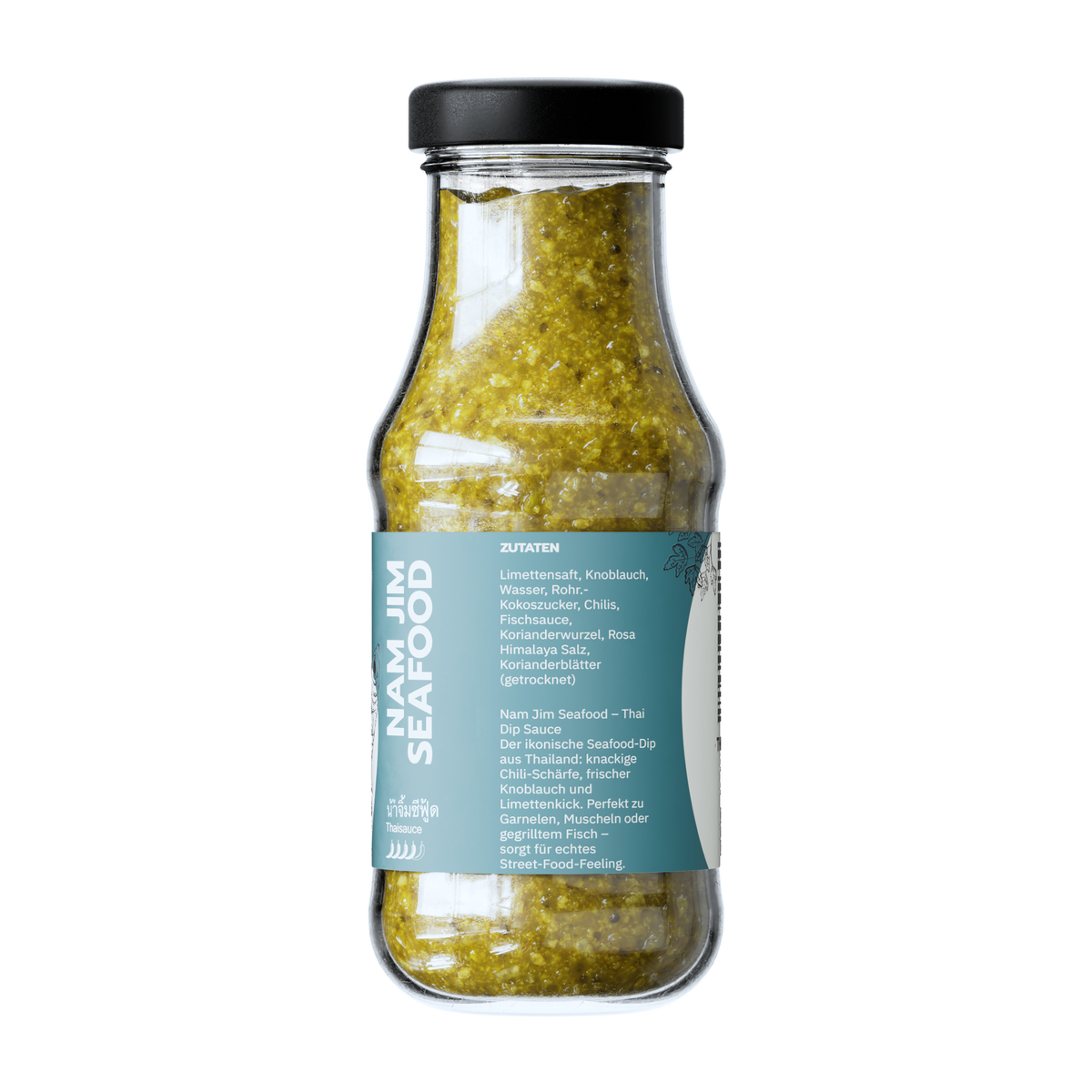 Nam Jim Seafood Dipsauce, 250-ml-Flasche, Etikett Zutaten