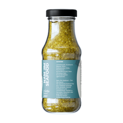 Nam Jim Seafood Dipsauce, 250-ml-Flasche, Etikett Zutaten