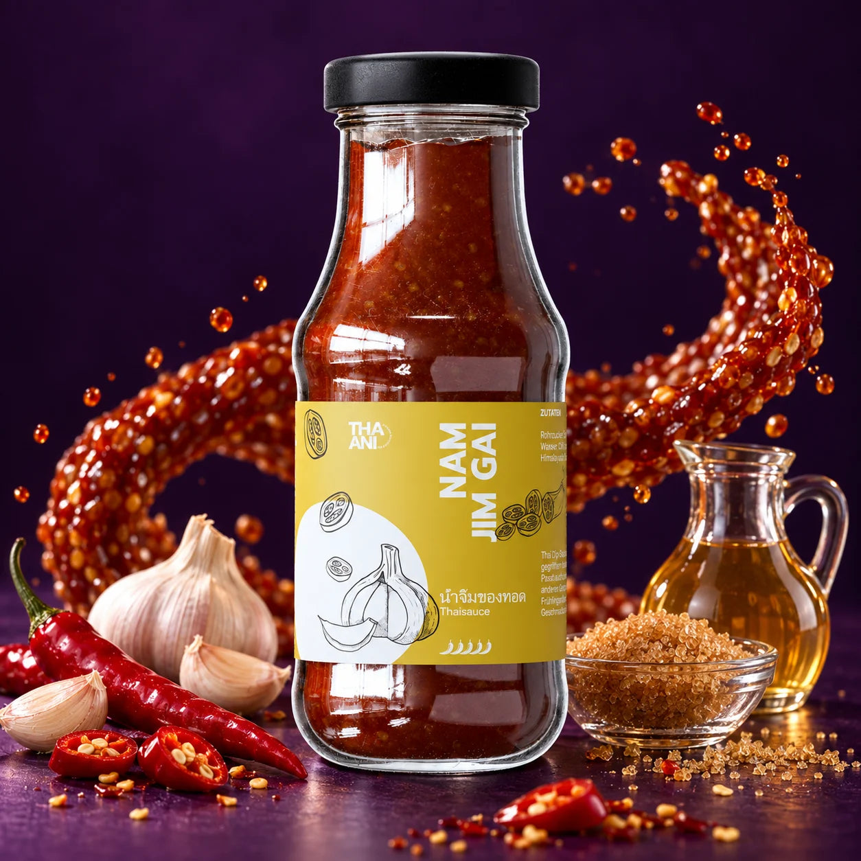 Nam Jim Gai — Sweet and sour dipping sauce with ingredients and spices