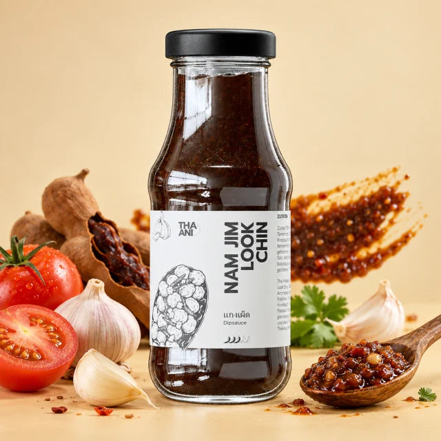 Nam Jim Look Chin — Salsa di immersione al tamarindo su sfondo colorato